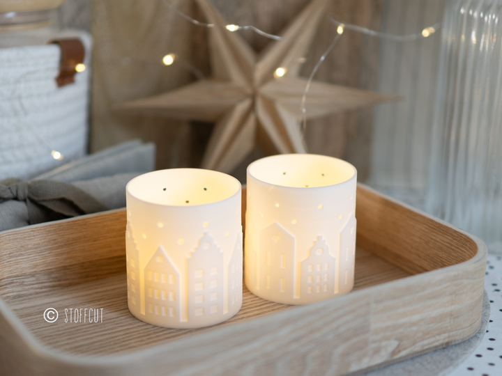 STL und 3MF Druckdatei 3D, Teelicht LED, Windlicht, XMAS, inkl. Mini-Gewerbelizenz