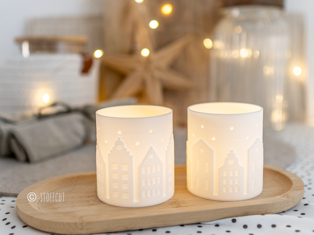STL und 3MF Druckdatei 3D, Teelicht LED, Windlicht, XMAS, inkl. Mini-Gewerbelizenz
