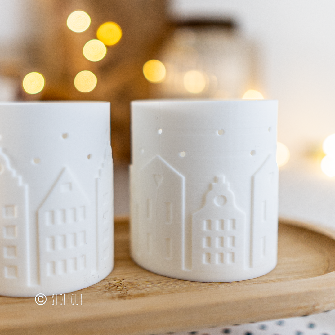 STL und 3MF Druckdatei 3D, Teelicht LED, Windlicht, XMAS, inkl. Mini-G – StoffCut