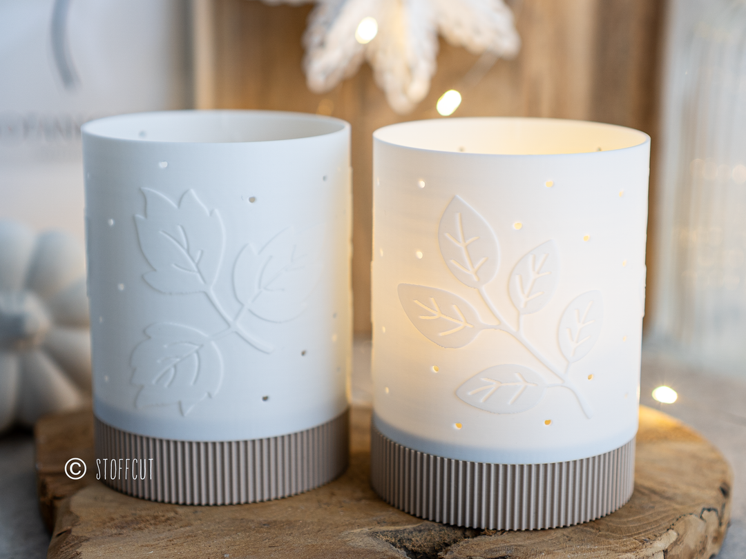 STL und 3MF Druckdatei 3D, Teelicht LED, Windlicht, Herbst, inkl. Mini-Gewerbelizenz