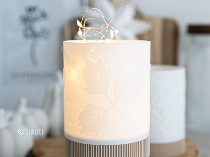 STL und 3MF Druckdatei 3D, Teelicht LED, Windlicht, Herbst, inkl. Mini-Gewerbelizenz
