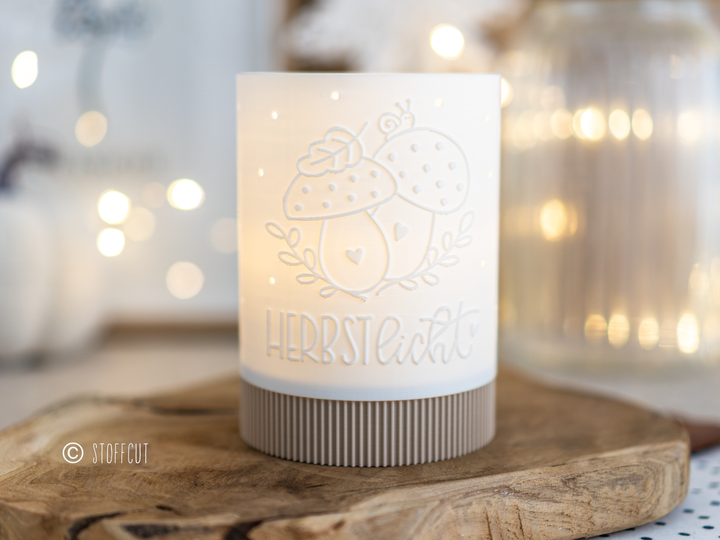 STL und 3MF Druckdatei 3D, Teelicht mit Sockel, LED, Windlicht, Pilze , inkl. Mini-Gewerbelizenz
