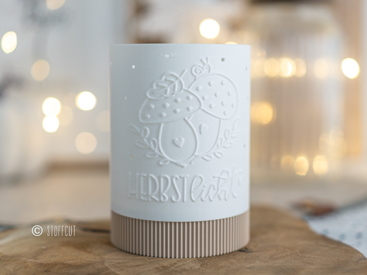 STL und 3MF Druckdatei 3D, Teelicht mit Sockel, LED, Windlicht, Pilze , inkl. Mini-Gewerbelizenz