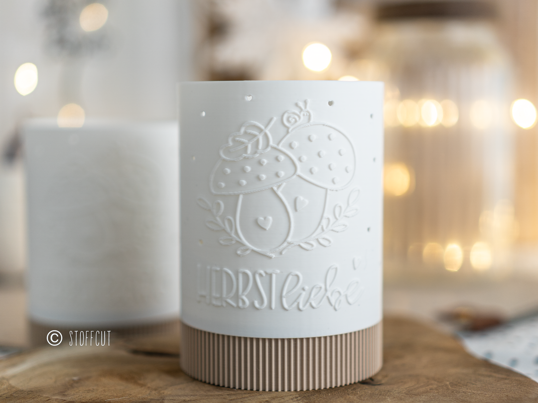 STL und 3MF Druckdatei 3D, Teelicht mit Sockel, LED, Windlicht, Pilze , inkl. Mini-Gewerbelizenz