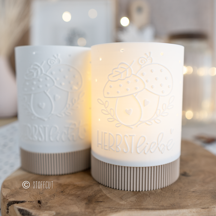 STL und 3MF Druckdatei 3D, Teelicht mit Sockel, LED, Windlicht, Pilze , inkl. Mini-Gewerbelizenz