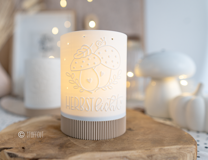 STL und 3MF Druckdatei 3D, Teelicht mit Sockel, LED, Windlicht, Pilze , inkl. Mini-Gewerbelizenz