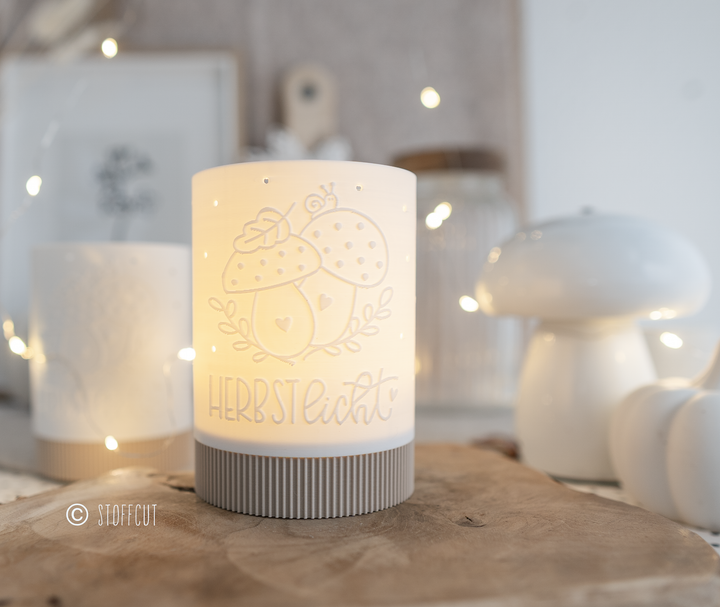 STL und 3MF Druckdatei 3D, Teelicht mit Sockel, LED, Windlicht, Pilze , inkl. Mini-Gewerbelizenz