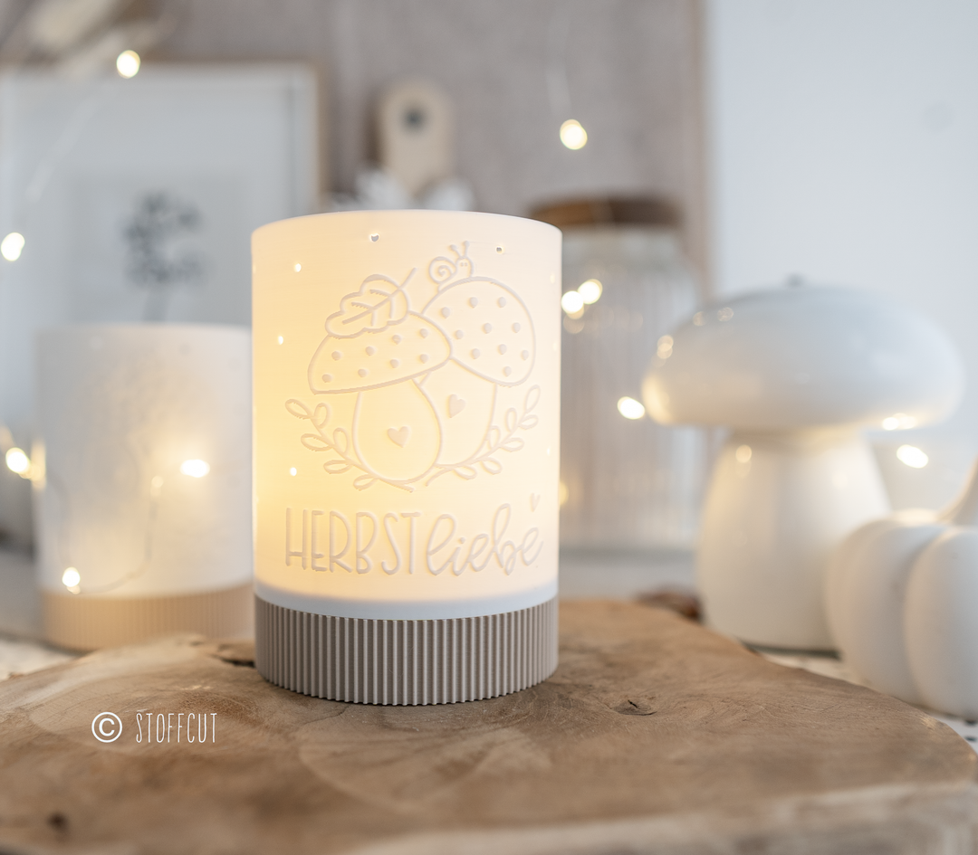 STL und 3MF Druckdatei 3D, Teelicht mit Sockel, LED, Windlicht, Pilze , inkl. Mini-Gewerbelizenz