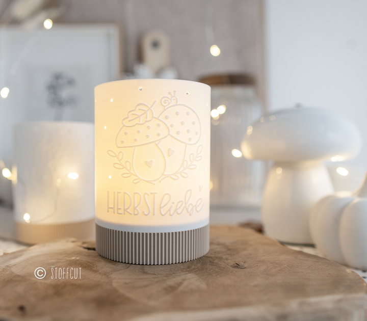STL und 3MF Druckdatei 3D, Teelicht mit Sockel, LED, Windlicht, Pilze , inkl. Mini-Gewerbelizenz