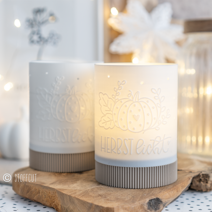 STL und 3MF Druckdatei 3D, Teelicht mit Sockel, LED, Windlicht, Kürbis , inkl. Mini-Gewerbelizenz