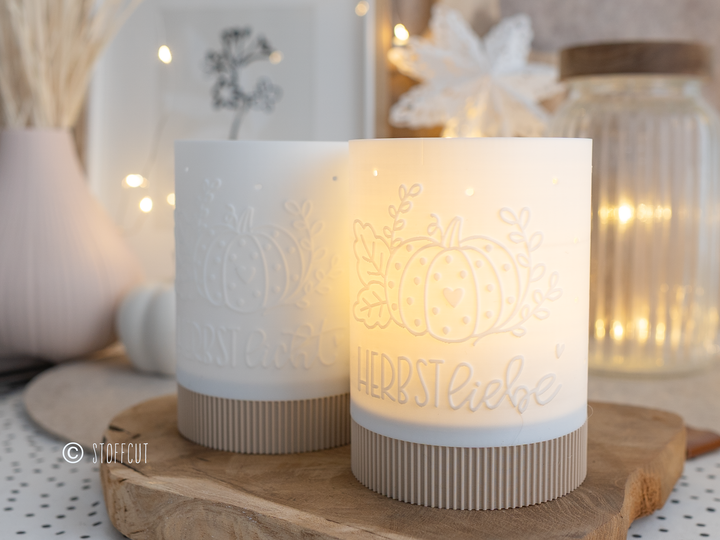 STL und 3MF Druckdatei 3D, Teelicht mit Sockel, LED, Windlicht, Kürbis , inkl. Mini-Gewerbelizenz