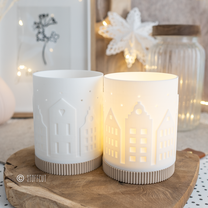 STL und 3MF Druckdatei 3D, Teelicht LED, Windlicht,Häuser, inkl. Mini-Gewerbelizenz