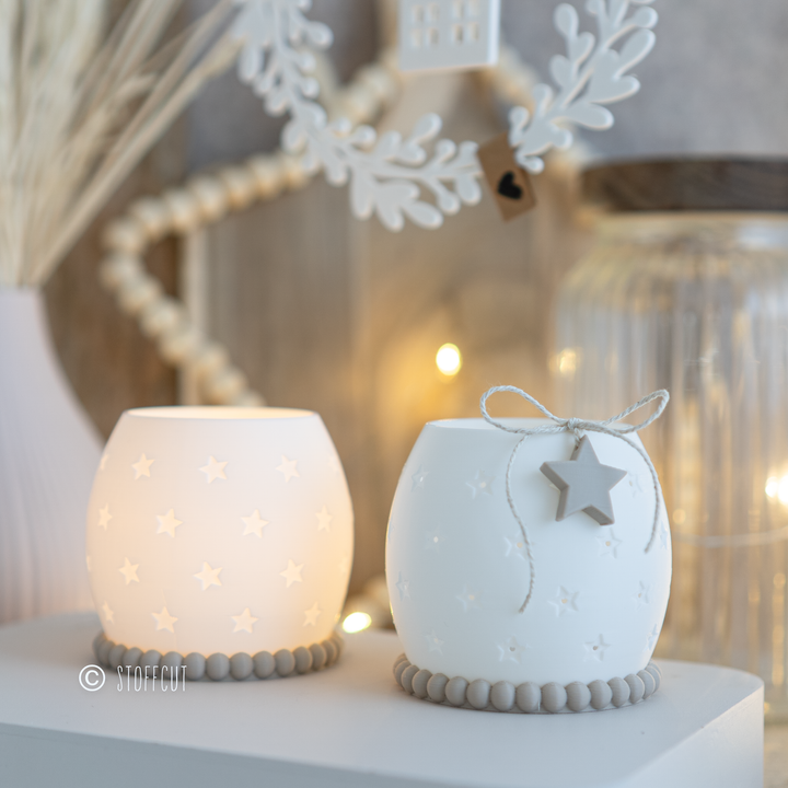 STL und 3MF Druckdatei 3D, Teelicht LED, Kugel Windlicht, Sterne,  inkl. Mini-Gewerbelizenz