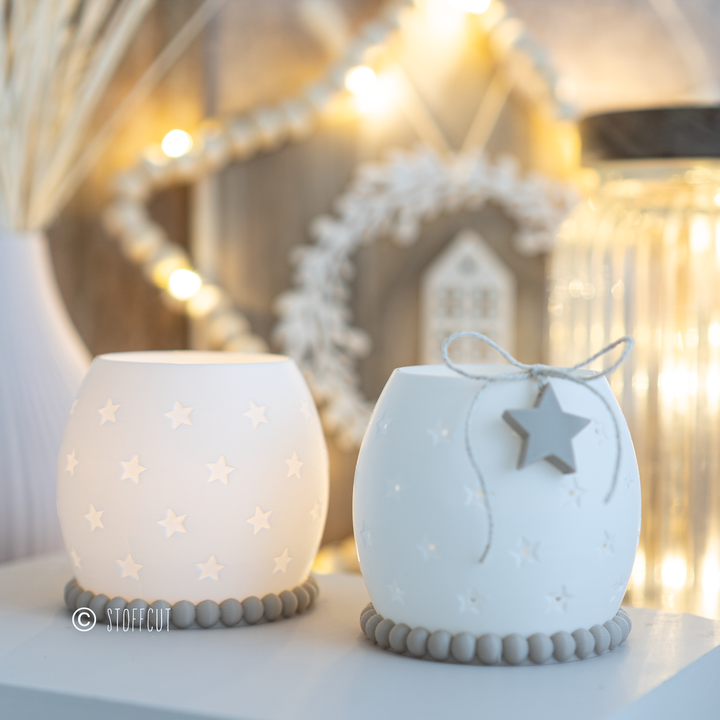 STL und 3MF Druckdatei 3D, Teelicht LED, Kugel Windlicht, Sterne,  inkl. Mini-Gewerbelizenz