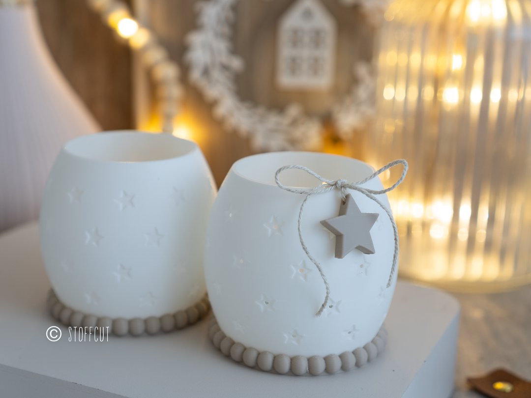 STL und 3MF Druckdatei 3D, Teelicht LED, Kugel Windlicht, Sterne,  inkl. Mini-Gewerbelizenz