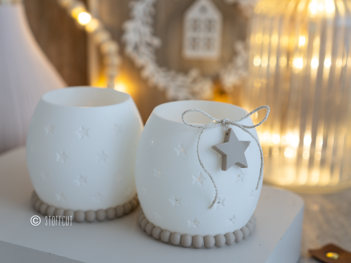 STL und 3MF Druckdatei 3D, Teelicht LED, Kugel Windlicht, Sterne,  inkl. Mini-Gewerbelizenz