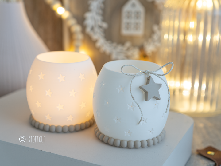 STL und 3MF Druckdatei 3D, Teelicht LED, Kugel Windlicht, Sterne,  inkl. Mini-Gewerbelizenz