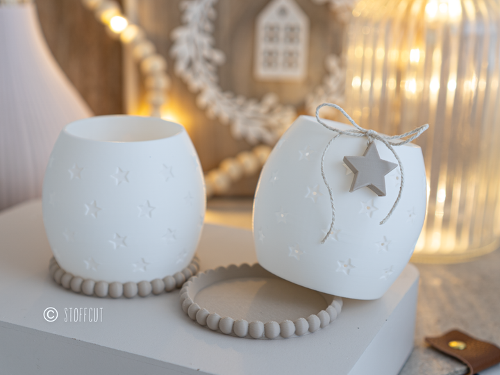 STL und 3MF Druckdatei 3D, Teelicht LED, Kugel Windlicht, Sterne,  inkl. Mini-Gewerbelizenz