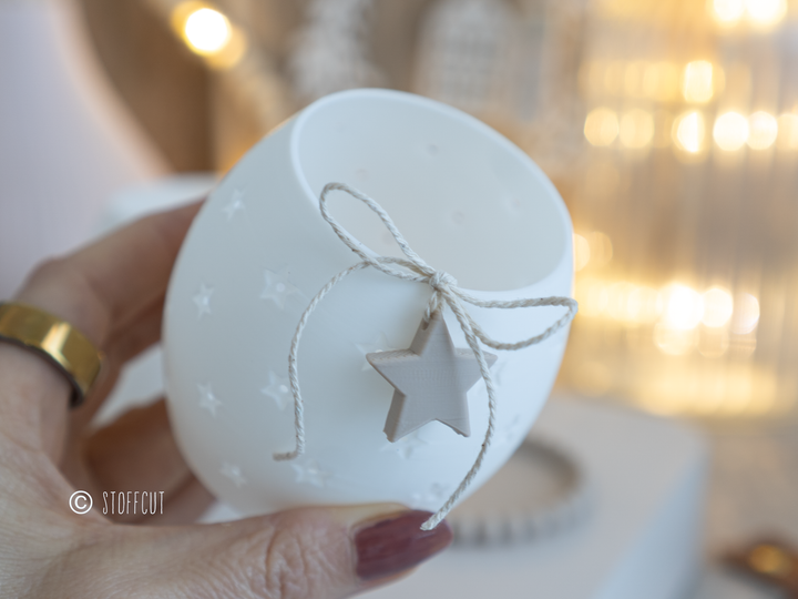STL und 3MF Druckdatei 3D, Teelicht LED, Kugel Windlicht, Sterne,  inkl. Mini-Gewerbelizenz