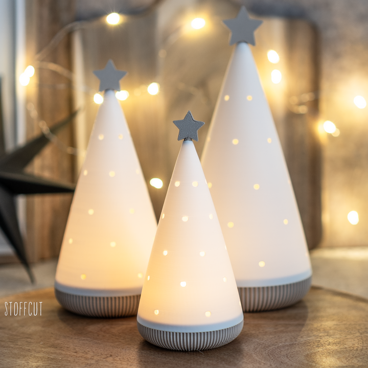 STL und 3MF Druckdatei 3D, Teelicht LED, Windlicht,Tanne, inkl. Mini-Gewerbelizenz