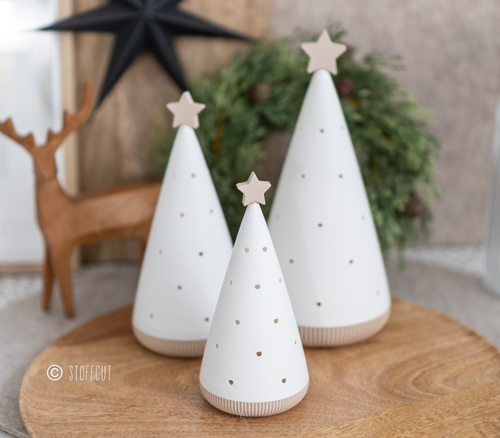 STL und 3MF Druckdatei 3D, Teelicht LED, Windlicht,Tanne, inkl. Mini-Gewerbelizenz