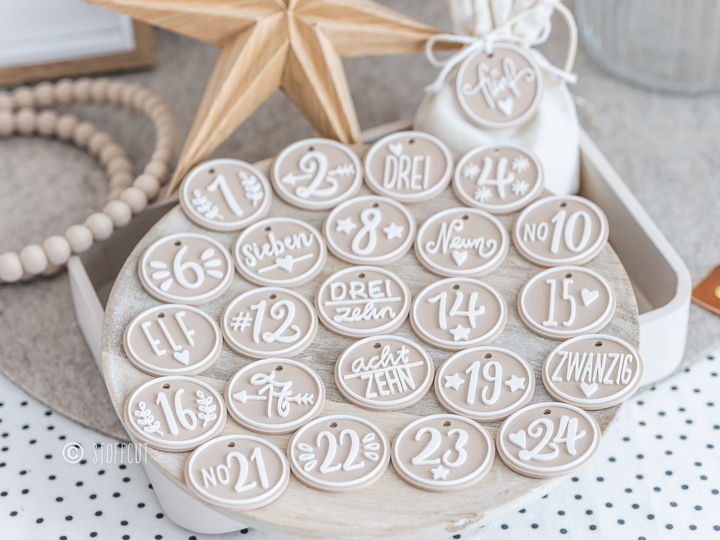 STL und 3MF Druckdatei 3D, Adventskalenderzahlen, Anhänger, inkl. Mini-Gewerbelizenz