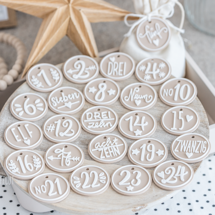 STL und 3MF Druckdatei 3D, Adventskalenderzahlen, Anhänger, inkl. Mini-Gewerbelizenz