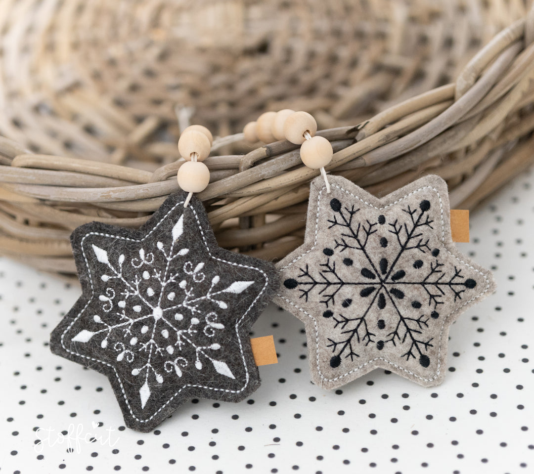 ITH Stickdatei Schneeflocken 10x10 (4"x4"), Anhänger, Wintermotiv, Sterne