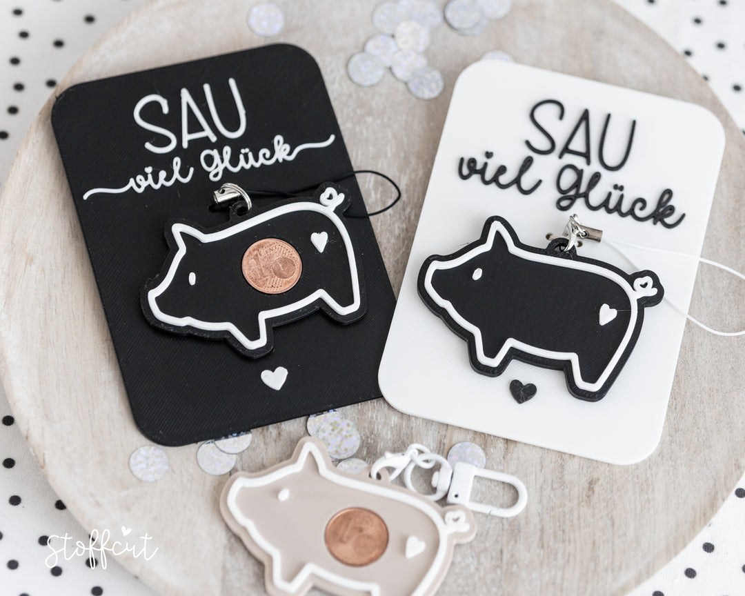 STL und 3MF Druckdatei 3D, Schweinchen, Anhänger und Karte, Silvester, Neujahr, inkl. Mini-Gewerbelizenz
