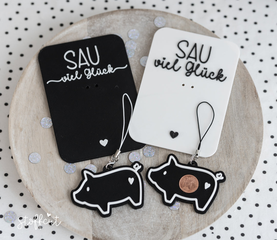 STL und 3MF Druckdatei 3D, Schweinchen, Anhänger und Karte, Silvester, Neujahr, inkl. Mini-Gewerbelizenz