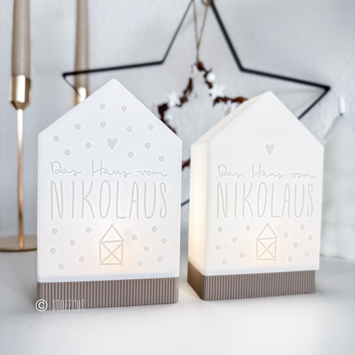 STL und 3MF Druckdatei 3D, Teelicht Haus mit Sockel, LED, Windlicht, Nikolaushaus, inkl. Mini-Gewerbelizenz