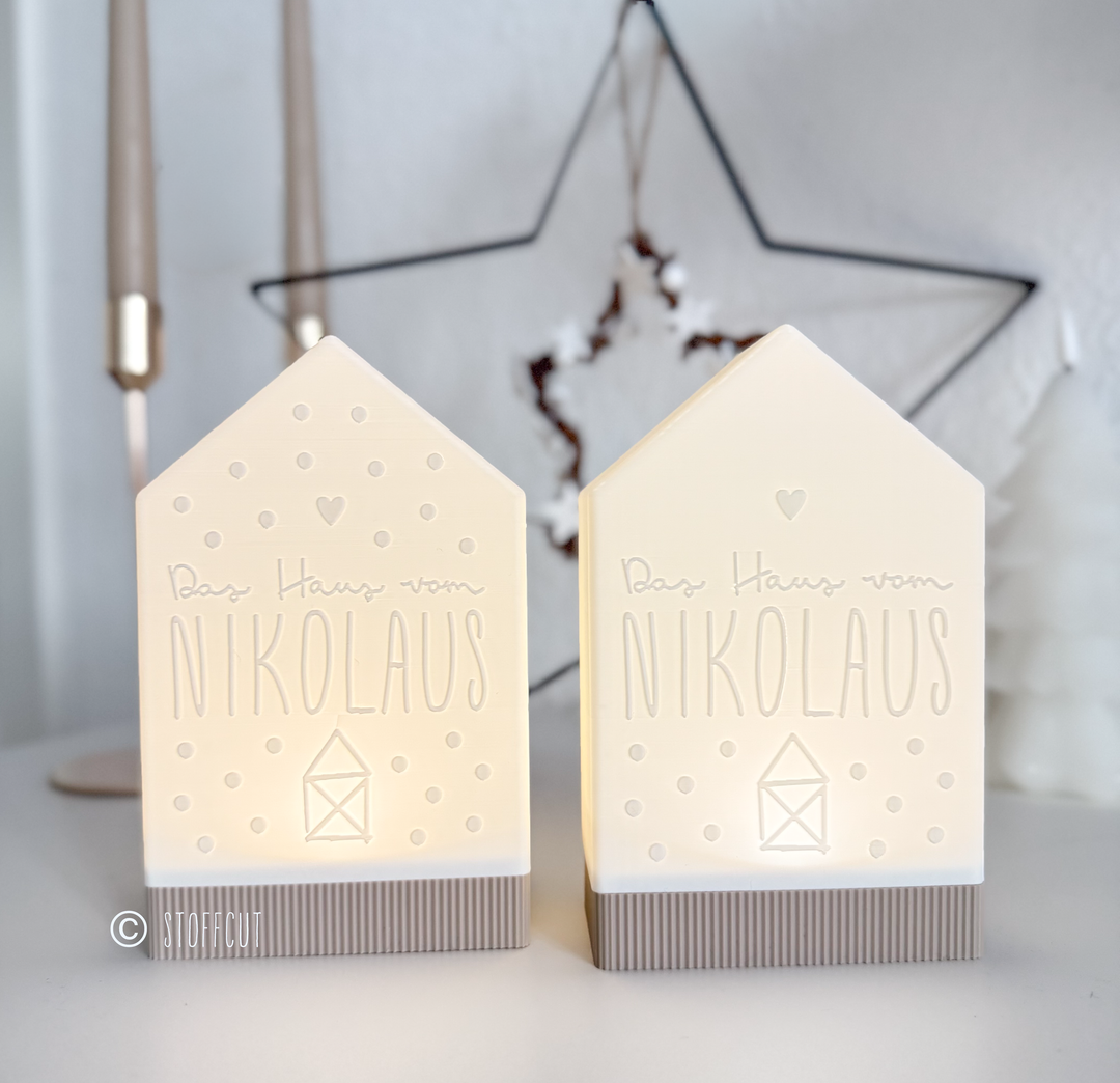 STL und 3MF Druckdatei 3D, Teelicht Haus mit Sockel, LED, Windlicht, Nikolaushaus, inkl. Mini-Gewerbelizenz