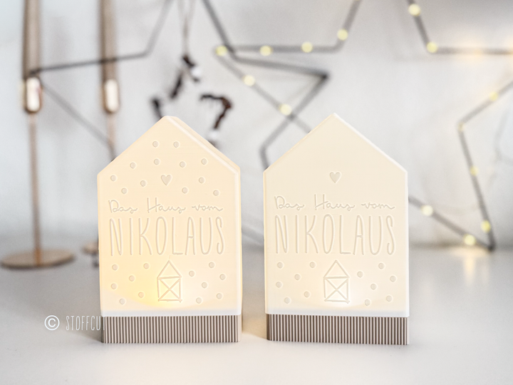 STL und 3MF Druckdatei 3D, Teelicht Haus mit Sockel, LED, Windlicht, Nikolaushaus, inkl. Mini-Gewerbelizenz