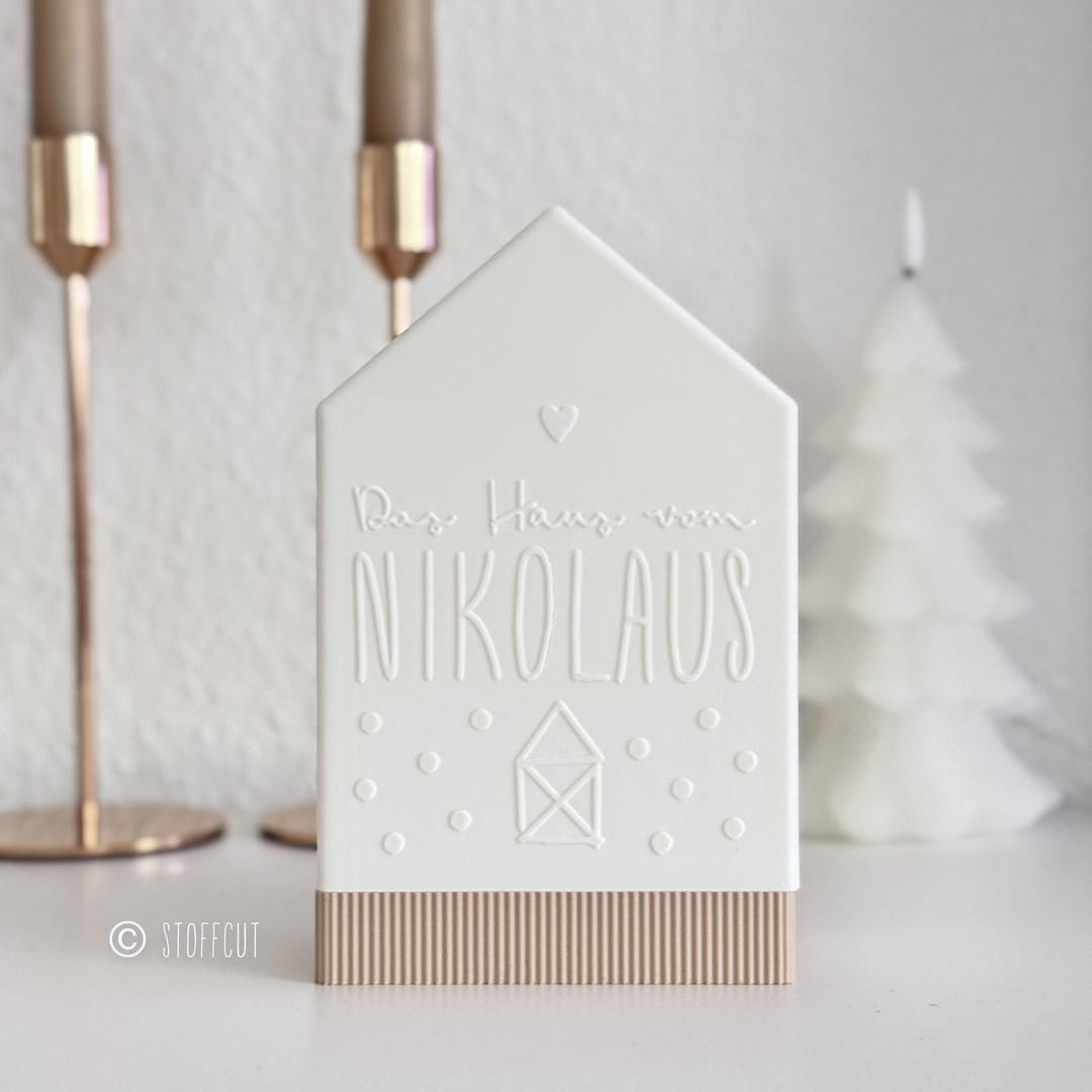STL und 3MF Druckdatei 3D, Teelicht Haus mit Sockel, LED, Windlicht, Nikolaushaus, inkl. Mini-Gewerbelizenz