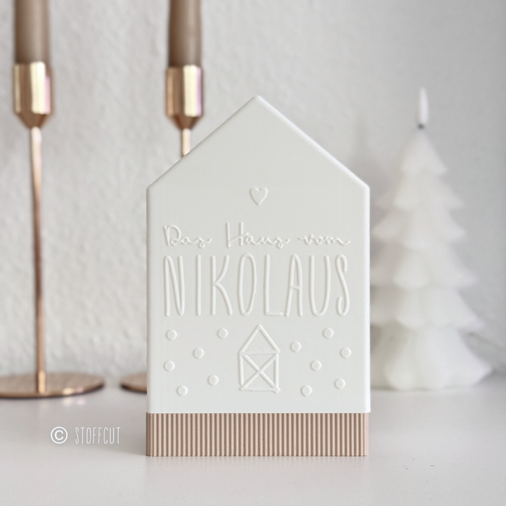 STL und 3MF Druckdatei 3D, Teelicht Haus mit Sockel, LED, Windlicht, Nikolaushaus, inkl. Mini-Gewerbelizenz