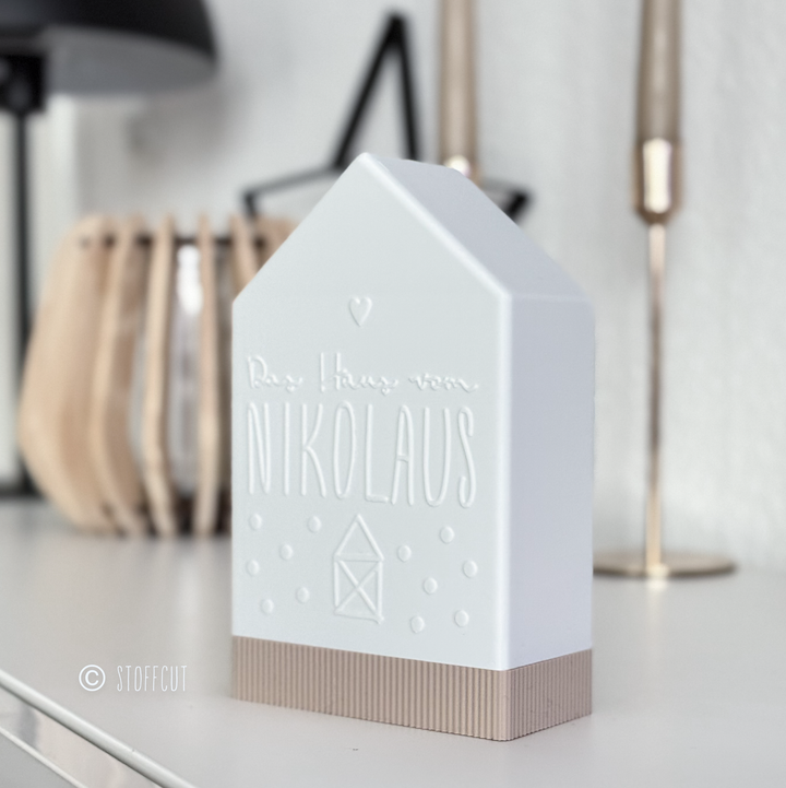 STL und 3MF Druckdatei 3D, Teelicht Haus mit Sockel, LED, Windlicht, Nikolaushaus, inkl. Mini-Gewerbelizenz