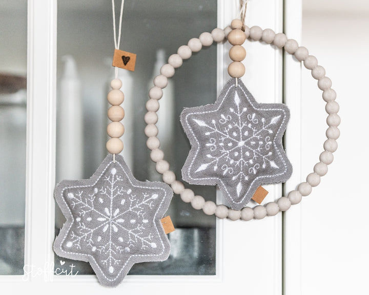 ITH Stickdatei Schneeflocken 10x10 (4"x4"), Anhänger, Wintermotiv, Sterne