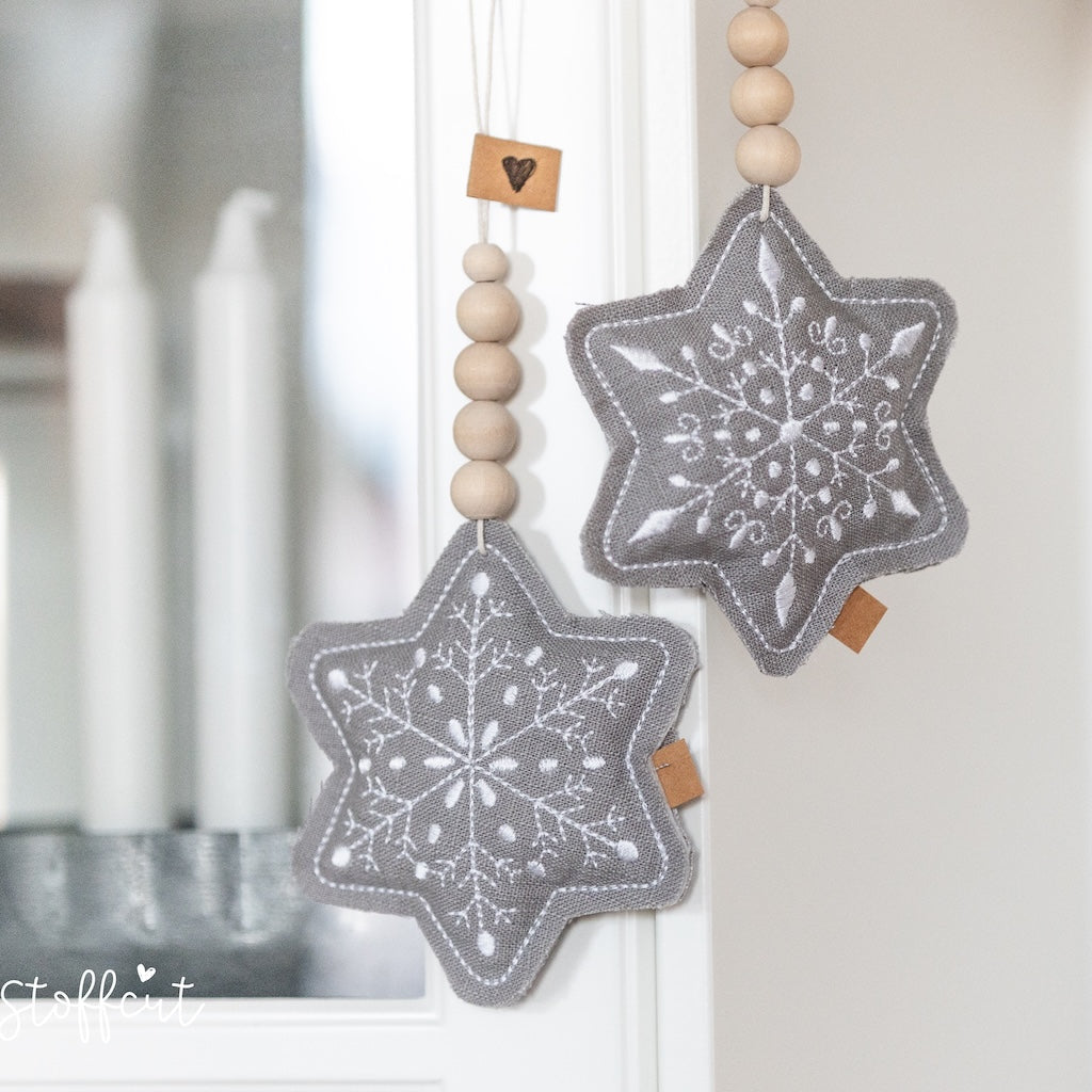 ITH Stickdatei Schneeflocken 10x10 (4"x4"), Anhänger, Wintermotiv, Sterne