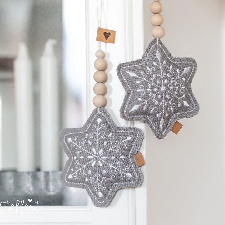 ITH Stickdatei Schneeflocken 10x10 (4"x4"), Anhänger, Wintermotiv, Sterne