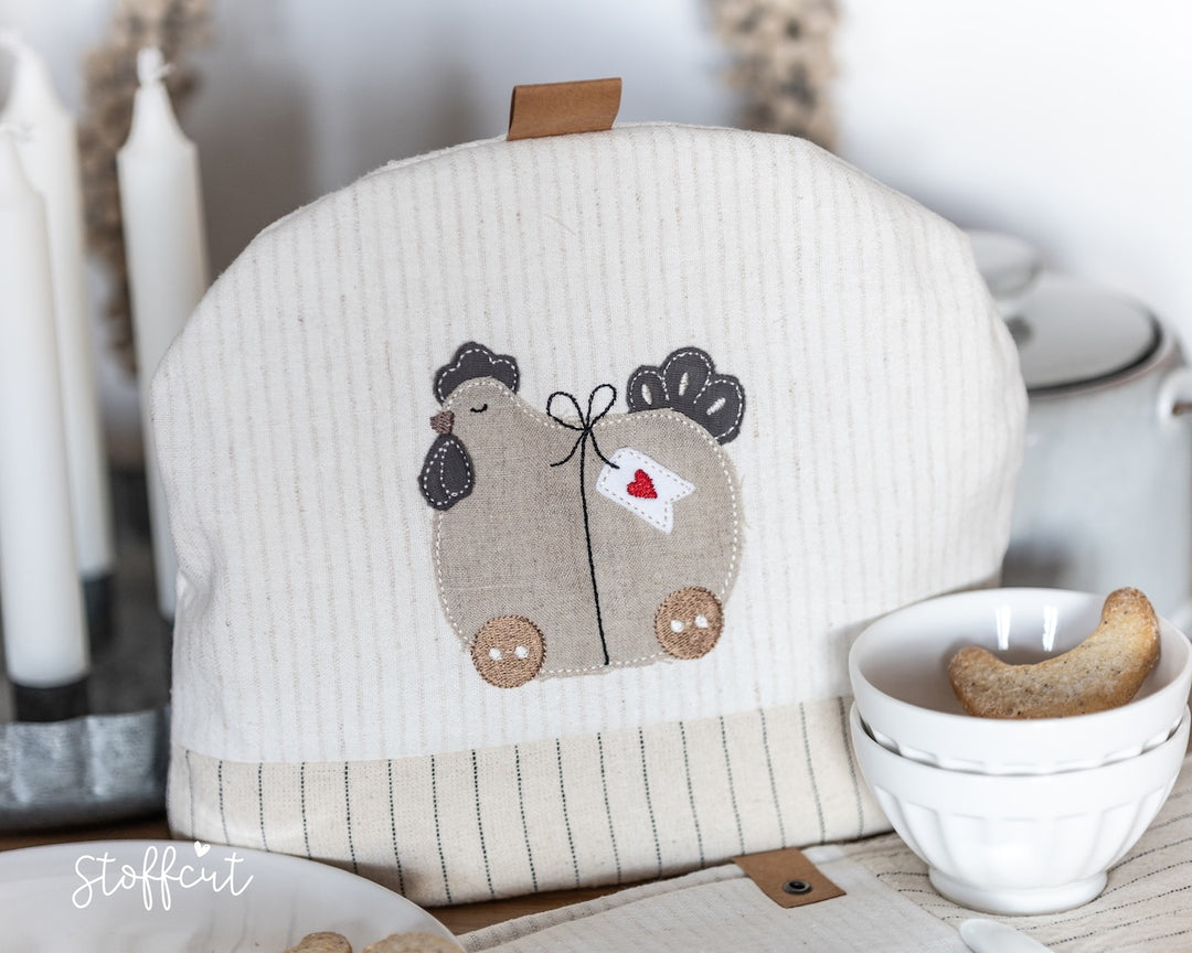 Stickdatei Doodle Knopf Henne, Huhn