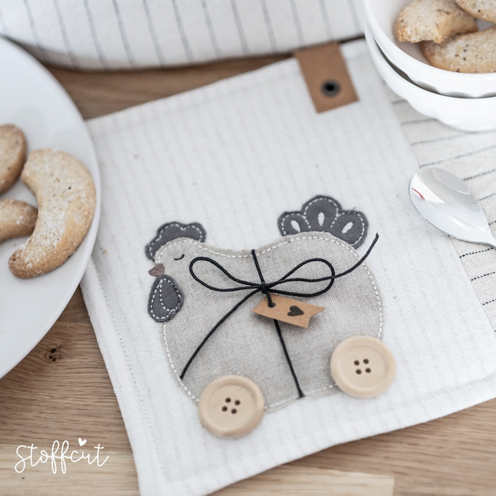 Stickdatei Doodle Knopf Henne, Huhn