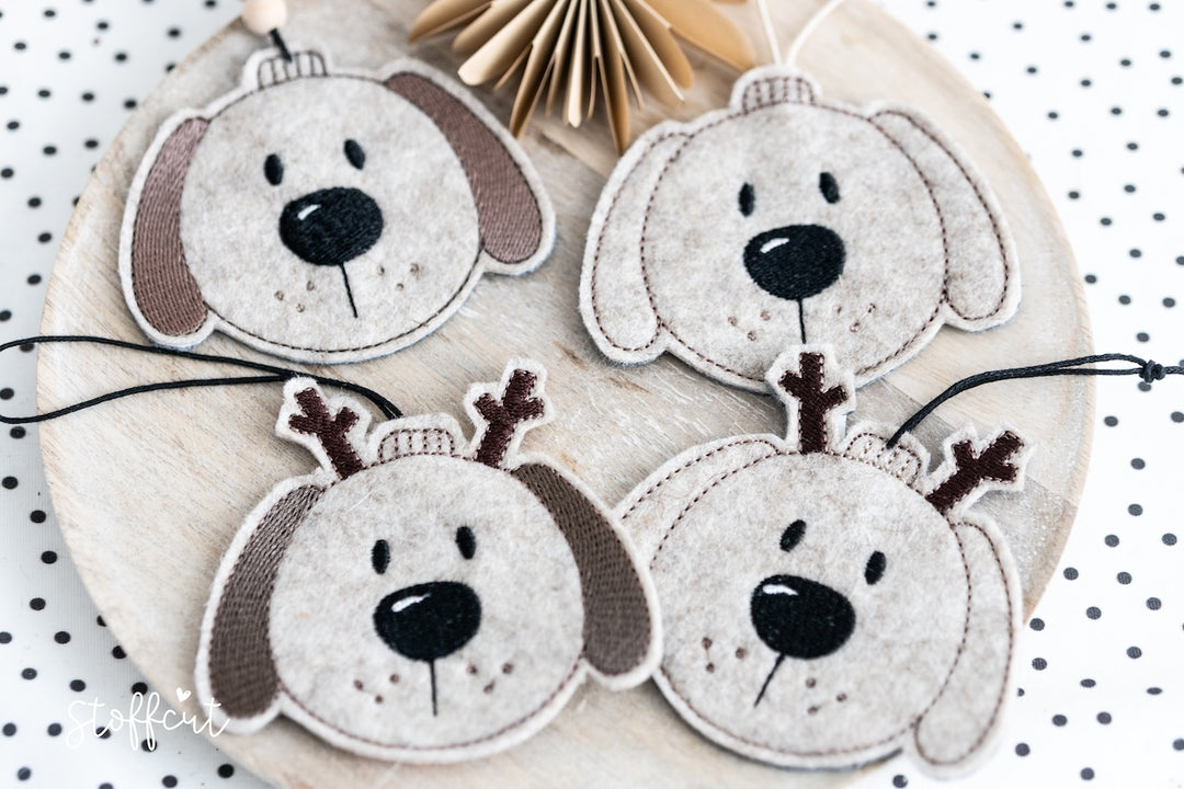 Stickdatei ITH Weihnachtskugel Hund, Anhänger, Weihnachten