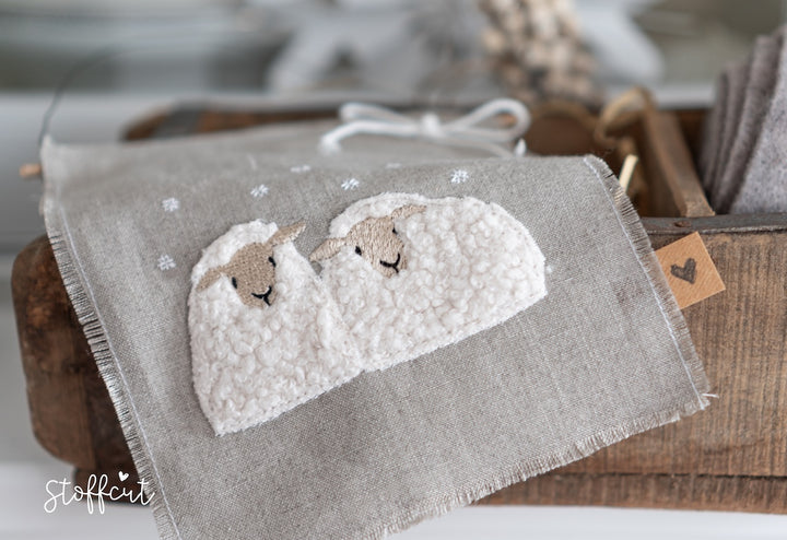 Stickdatei Schafe Doodle – Winterliches Stickmotiv für Maschinenstickerei | Digitaler Download