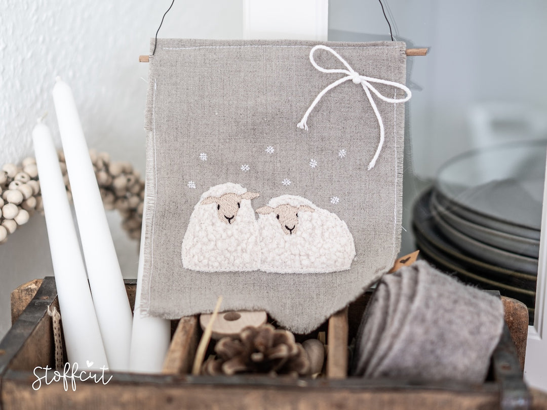 Stickdatei Schafe Doodle – Winterliches Stickmotiv für Maschinenstickerei | Digitaler Download