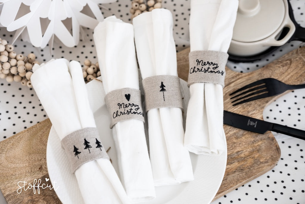 Stickdatei ITH Serviettenringe, Serviettenbänder, Weihnachten, Xmas