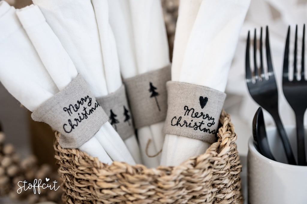 Stickdatei ITH Serviettenringe, Serviettenbänder, Weihnachten, Xmas